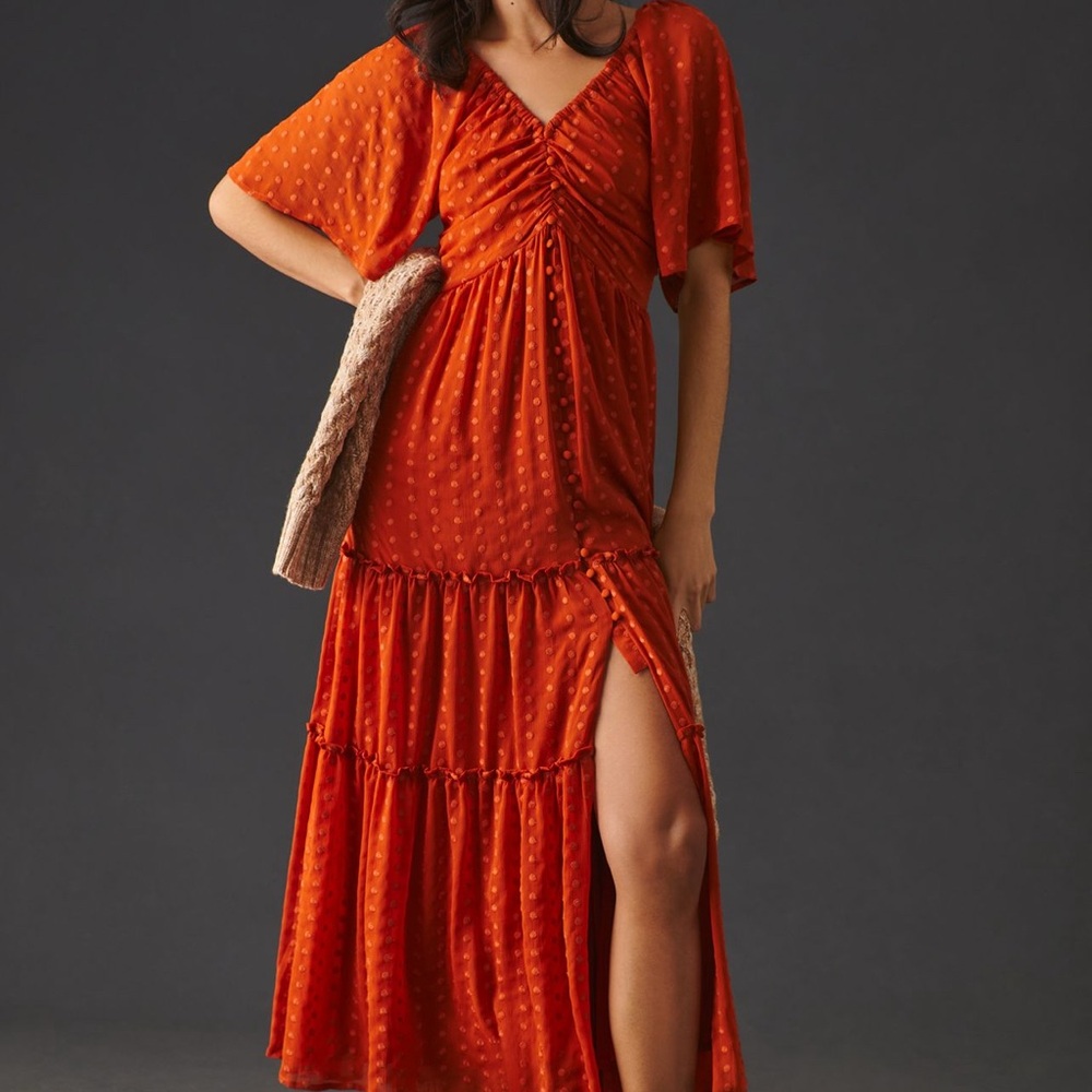 Anthropologie Rust Maxi Dress